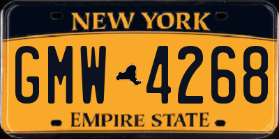 NY license plate GMW4268