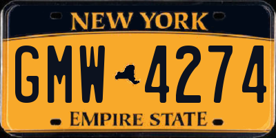NY license plate GMW4274