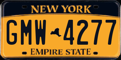 NY license plate GMW4277