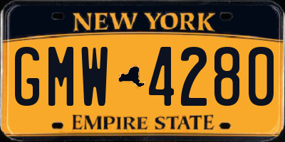 NY license plate GMW4280