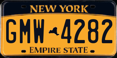 NY license plate GMW4282