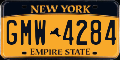 NY license plate GMW4284