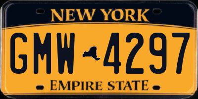 NY license plate GMW4297