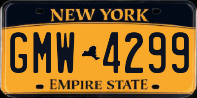 NY license plate GMW4299