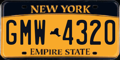 NY license plate GMW4320