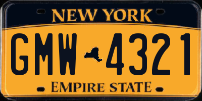 NY license plate GMW4321