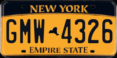 NY license plate GMW4326