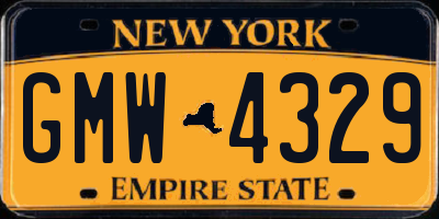NY license plate GMW4329