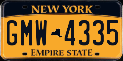 NY license plate GMW4335