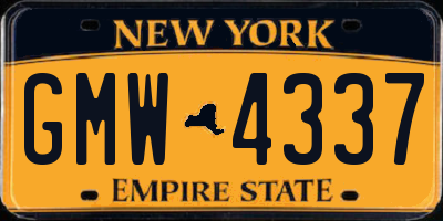 NY license plate GMW4337