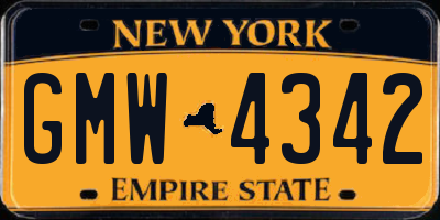 NY license plate GMW4342