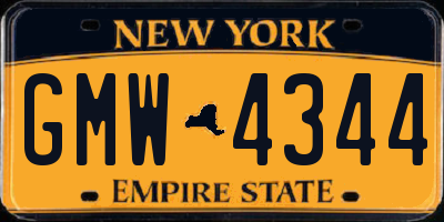 NY license plate GMW4344