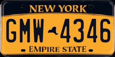 NY license plate GMW4346