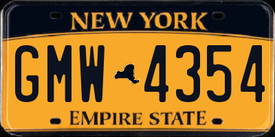 NY license plate GMW4354