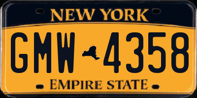 NY license plate GMW4358