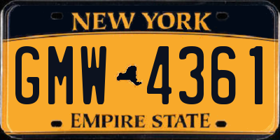 NY license plate GMW4361