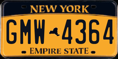 NY license plate GMW4364