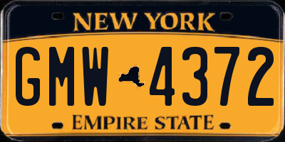 NY license plate GMW4372