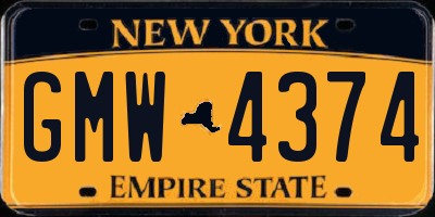NY license plate GMW4374