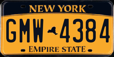 NY license plate GMW4384