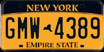 NY license plate GMW4389
