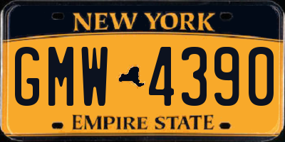 NY license plate GMW4390