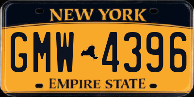 NY license plate GMW4396