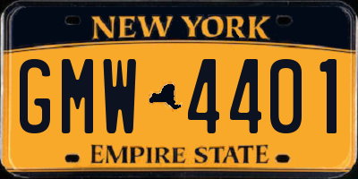 NY license plate GMW4401
