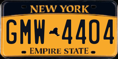 NY license plate GMW4404