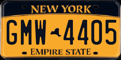 NY license plate GMW4405