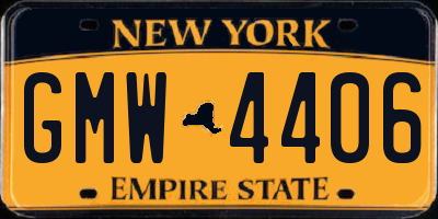 NY license plate GMW4406