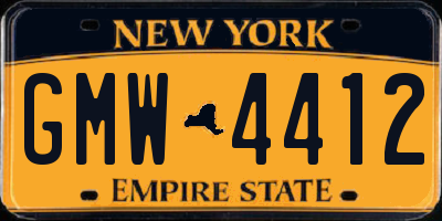 NY license plate GMW4412
