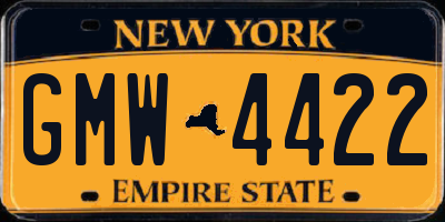 NY license plate GMW4422
