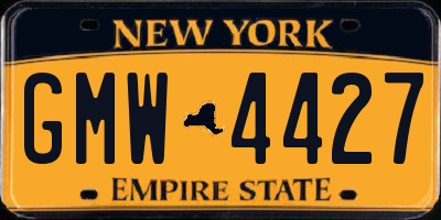 NY license plate GMW4427
