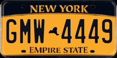NY license plate GMW4449