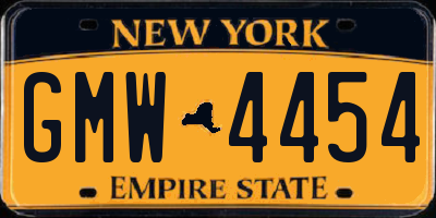 NY license plate GMW4454