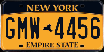 NY license plate GMW4456