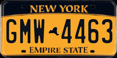 NY license plate GMW4463