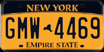 NY license plate GMW4469