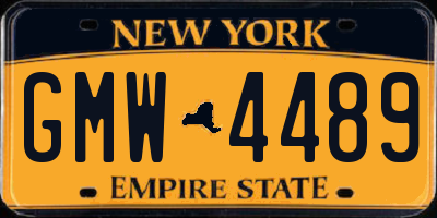 NY license plate GMW4489