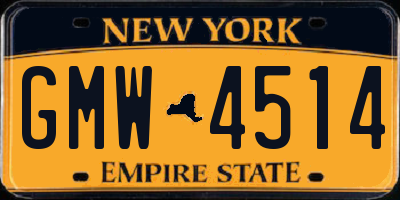 NY license plate GMW4514
