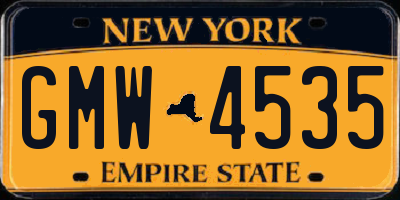 NY license plate GMW4535