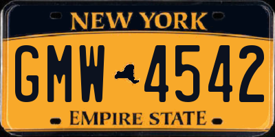 NY license plate GMW4542