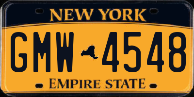 NY license plate GMW4548