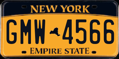 NY license plate GMW4566