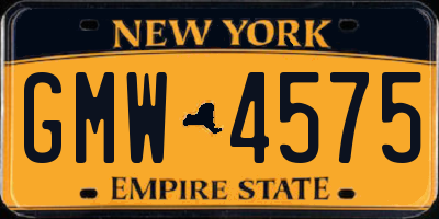 NY license plate GMW4575