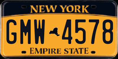 NY license plate GMW4578