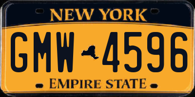 NY license plate GMW4596