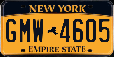 NY license plate GMW4605