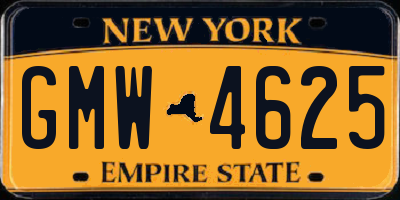 NY license plate GMW4625